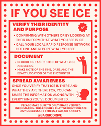 What to do if you see ICE red and tan poster
Verify their Identity and Purpose
Document
Spread Awareness